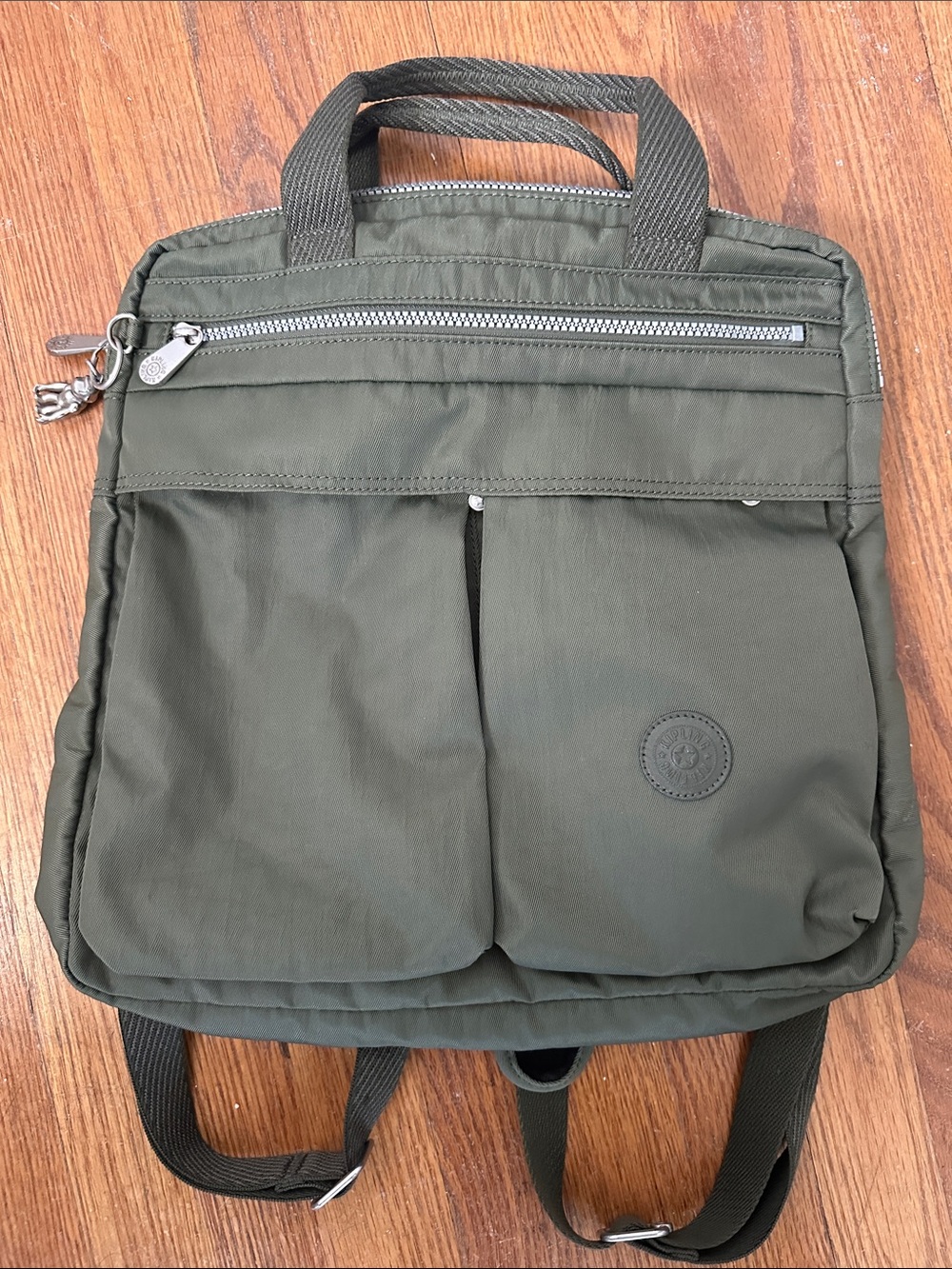 Kipling Olive Green Convertible Backpack Tote